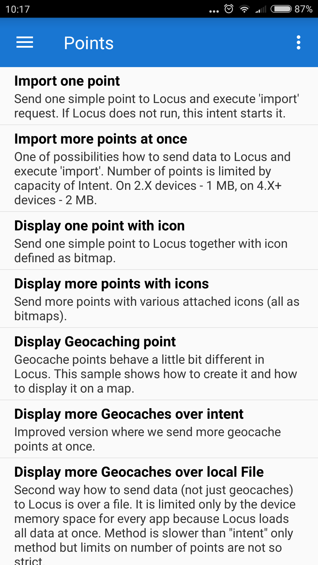 Android application Locus API - Sample Solutions screenshort