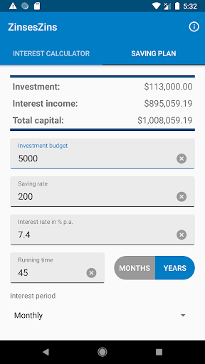 ZinsesZins - Yield calculator Screen 2