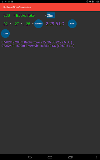 Android application UK Swim Time Converter screenshort