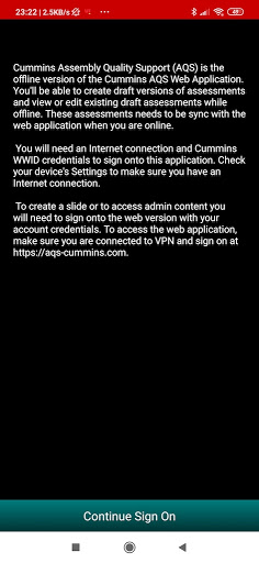 Android application Cummins AQS screenshort