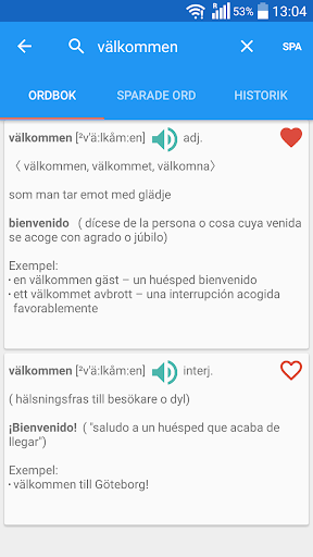 Android application Lexin Lexikon — Svensk Ordbok screenshort