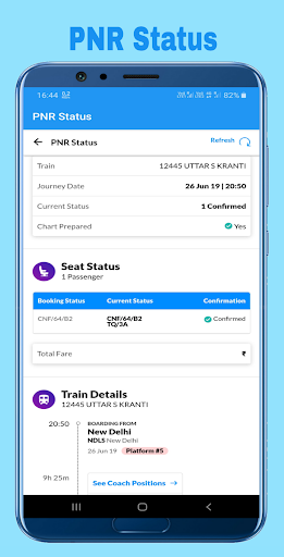 Train Enquiry Live Train PNR Screen 3