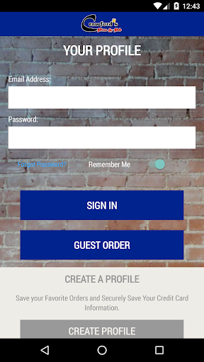 Android application Crawford's Pizza & Pub screenshort