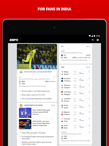 Screenshot of ESPN