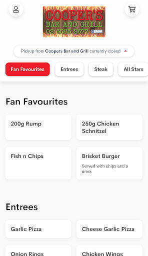 Android application Cooper's Bar and Grill screenshort