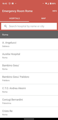 Android application Emergency Room Wait Times Rome screenshort