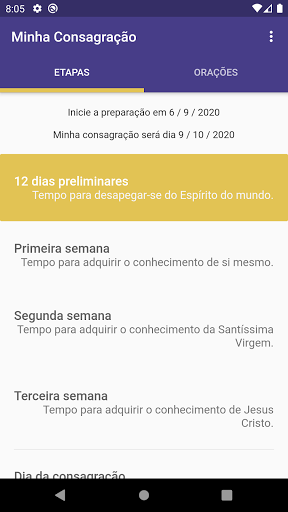 Android application Minha Consagração screenshort