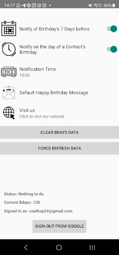 Birthday Notifications Screen 2