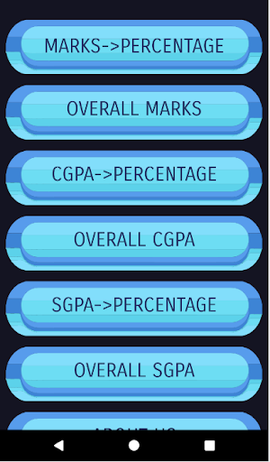 Android application CGPA/SGPA/PERCENTAGE/MARKS:Cal screenshort