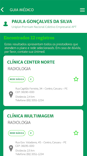Unimed Caruaru Cliente Screen 2