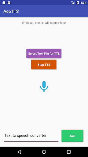 Android application AcoTTS - Text To Speech screenshort