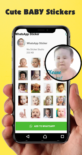 Android application Funny Baby Stickers for whatsa screenshort