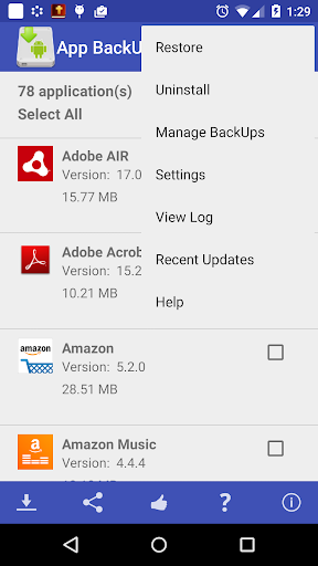 App Backup Lite Screen 2