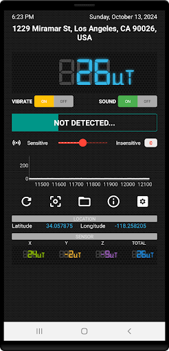 Screenshot of Magnetic Field Meter