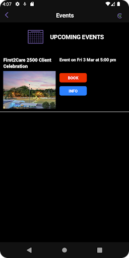 First2Care Events Screen 2