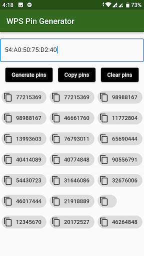 WPS WPA WIFI PIN GENERATOR Screen 3