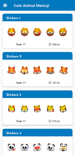 Android application Cute Animal Memoji - WASticker screenshort