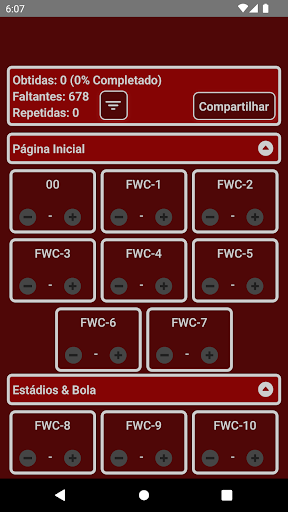 Android application Marcador Figurinhas Copa 2022 screenshort