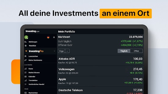 Investing.com: Aktien & Börse Screenshot