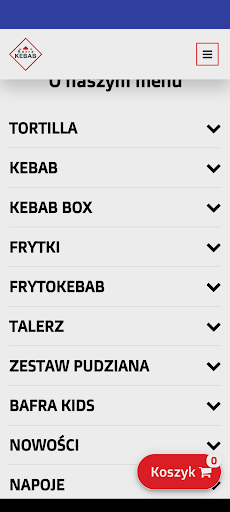 Android application Bafra Kebab Małuszów screenshort