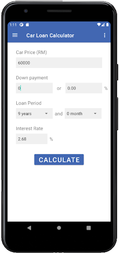 Android application Car Loan Calculator Malaysia screenshort