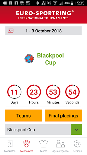 Android application Euro-Sportring Tournaments screenshort