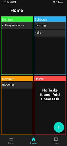 Eisenhower Matrix To-Do Screen 2