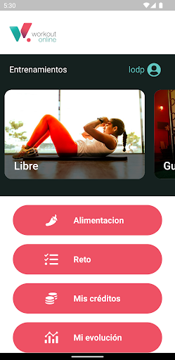 Android application WorkOutOnline - Entrenamiento screenshort