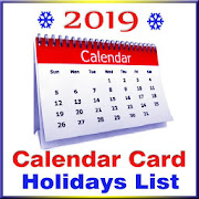 Calendar Card 2019 & Holidays List