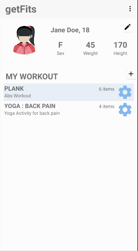 Android application getFits screenshort