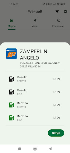 Android application WeFuel - benzina diesel gpl screenshort