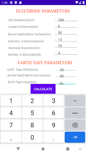Telco Earthing Calculator Screen 2