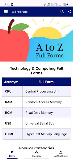A to Z Full Forms Acronyms Screenshot 1 - AppWisp.com