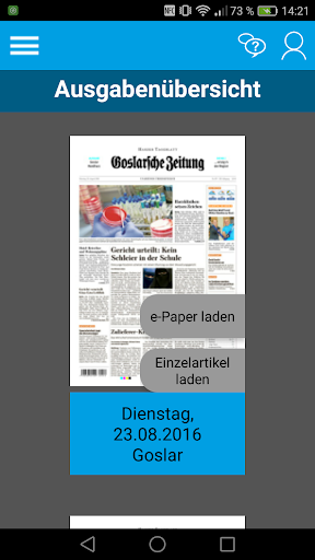 Goslarsche Zeitung E-Paper Screen 2