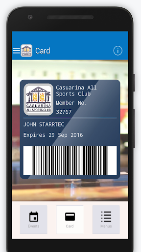 Android application Casuarina Sports Club Patron screenshort