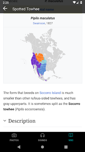 Screenshot of GoBird - Guide to Nearby Birds