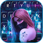 Cover Image of Tải xuống Cyberpunk Mask Girl Keyboard B  APK