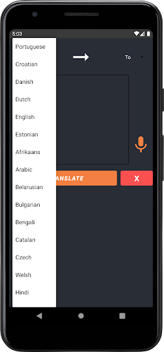 Android application Language Translator screenshort