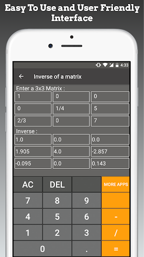 Matrix Inversion Calculator Screen 2