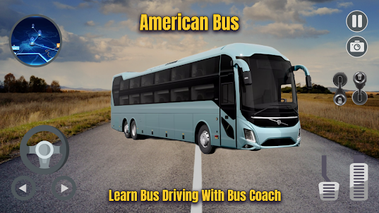 3D를 운전하는 미국 코치 버스