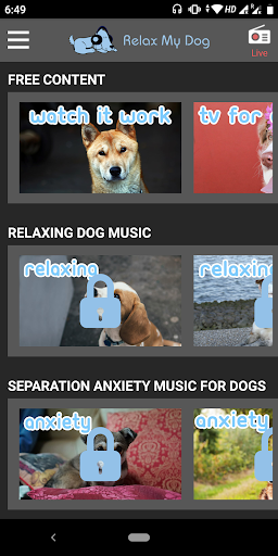 Android application Relax My Dog - soothing Music screenshort