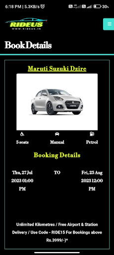 Rideus - Self Drive Car Rental Screen 3