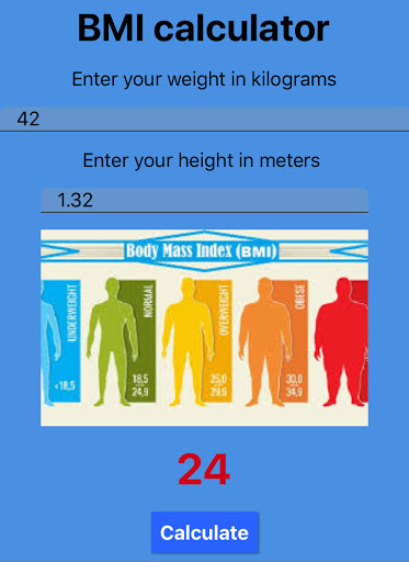 Be fit not fat BMI calculator Screen 2