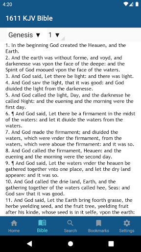 Android application 1611 KJV Bible screenshort