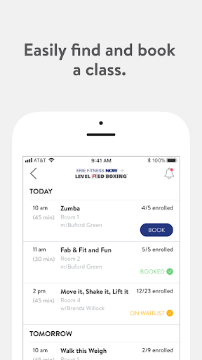 Screenshot of Erie Fitness Now and Level Red