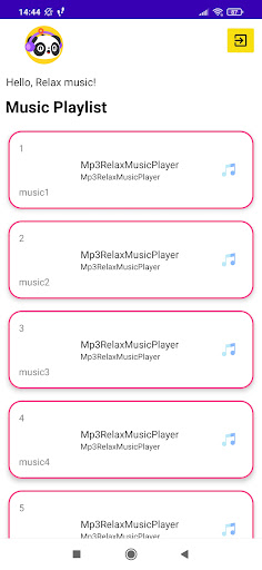 Relax Music Box App. Screen 2