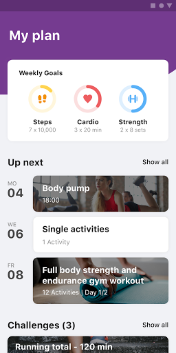 Android application Go4Fit screenshort