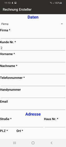 Rechnung Ersteller Screen 2