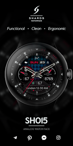 Android application SH015 Watch Face, WearOS watch screenshort