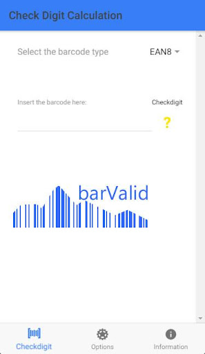 Android application barValid - checkDigit calculat screenshort